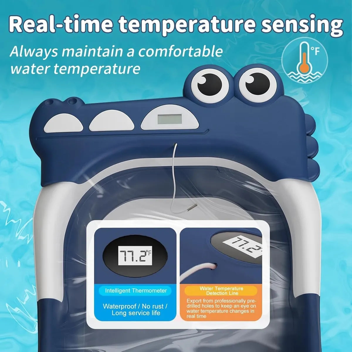 BembiBear™ | Bañera Plegable con Cojín + Termómetro