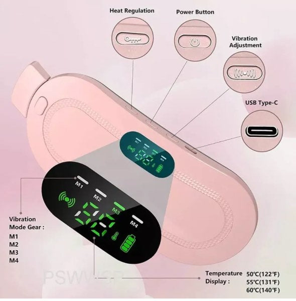 RelaxaPad | Almohadilla Recargable con Calor y Masaje para Cólicos, Espalda y Abdomen.