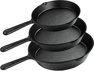 🔥 ChefFerro™ – Juego de Sartenes de Hierro Fundido Pre-sazonadas (3 Piezas) 🍳